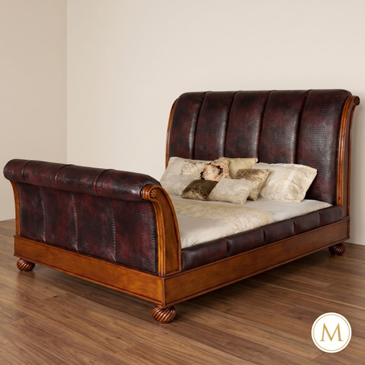Salisbury Faux Croc Leather Sleigh Bed