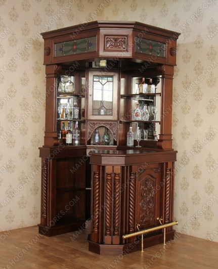 Solid Mahogany Victorian Corner Canopy Tavern Pub Bar
