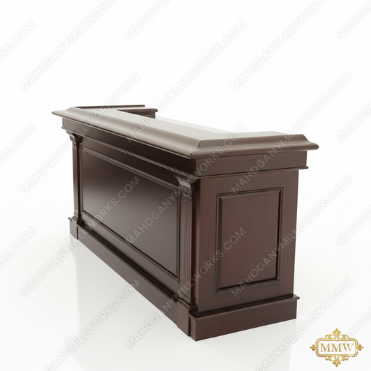 8ft Tobacco Corinthian Bar Front w/ Granite Bartender Working Area