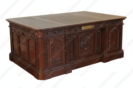 6.5ft Custom Light Walnut Presidential Resolute Office Desk (For Tall People)