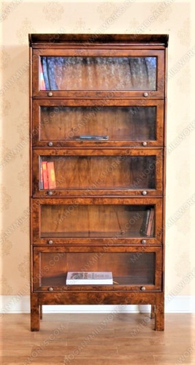 Light Walnut Mappa Burl Inlay Barrister Lawyer's Bookcase