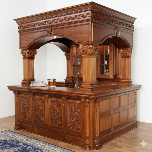 9ft Mahogany Arched Canopy Walk-In Pub Bar