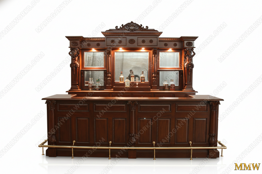 10.5ft Victorian Walnut Lady Saloon Pub Bar