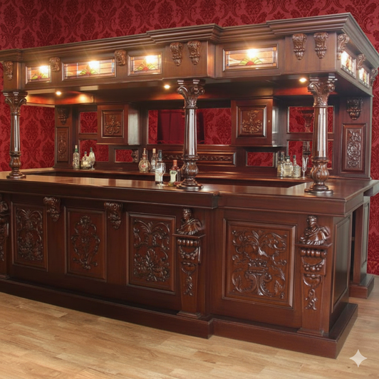 Luxurious 14ft Gothic Stained Glass Canopy Bar