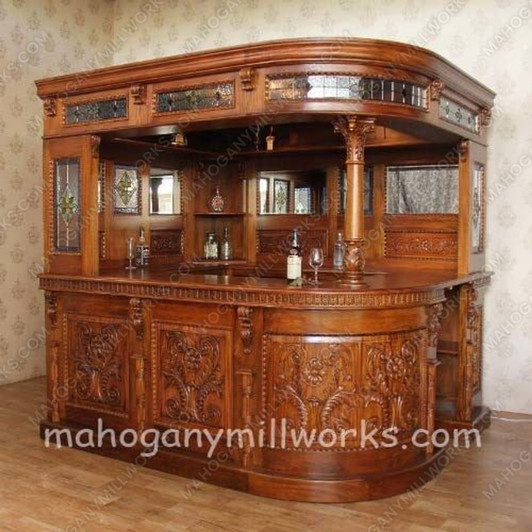 8ft Light Mahogany English Corner Pub Bar