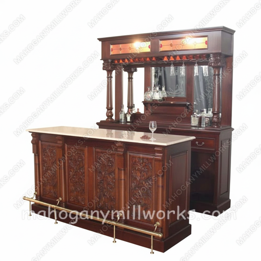 6.5ft Victorian Marble Top Home Pub Bar