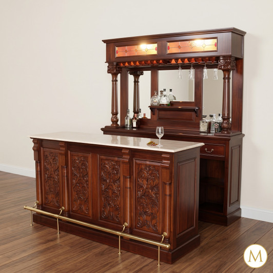 6.5ft Victorian Marble Top Home Pub Bar
