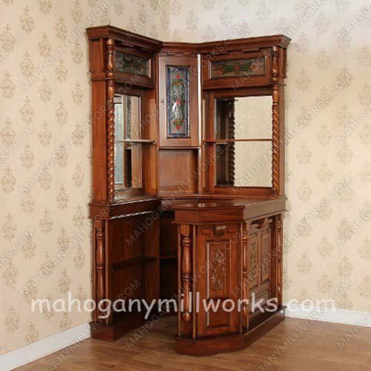 Mahogany Victorian Gothic Corner Pub Bar