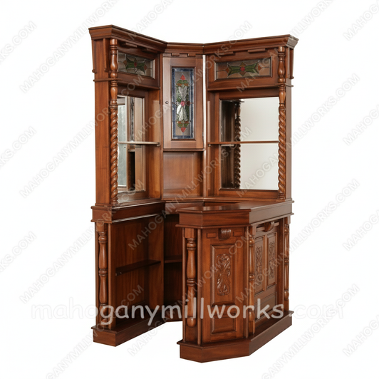 Mahogany Victorian Gothic Corner Pub Bar