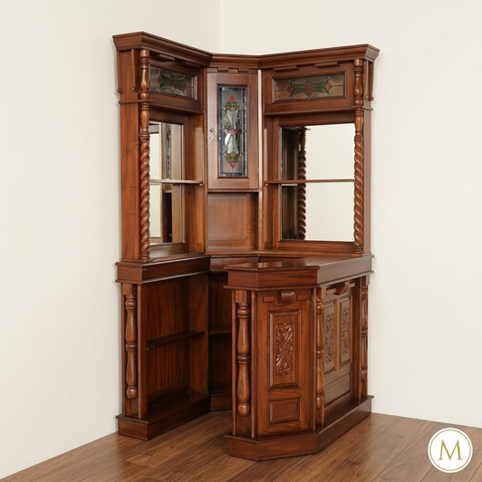 Mahogany Victorian Gothic Corner Pub Bar