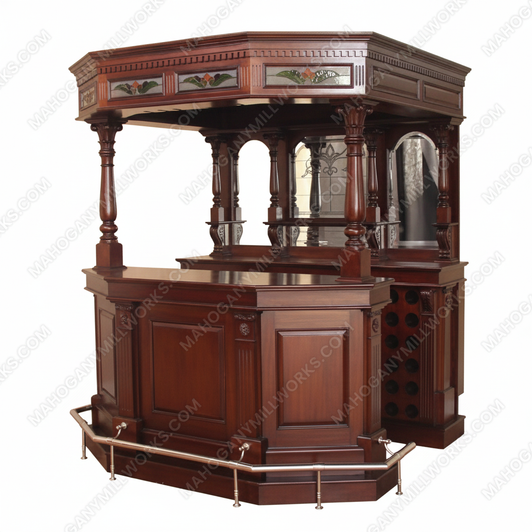 Mahogany Elisabeth Bar with Leaded Glass