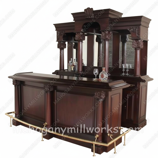 8ft Mahogany Traditional Style English Pub Bar Set