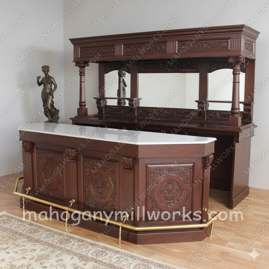 Mahogany English Carved Pub Bar