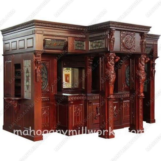 15ft Oversized Mahogany Gothic Ornate Walk-In Pub Bar