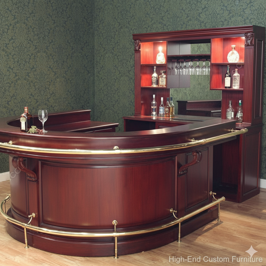 The Grand Marquis 7.5ft Cherry U-Shape Horseshoe Bar