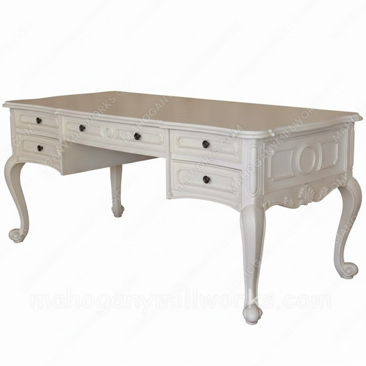 White Louis XV Writing Table Desk
