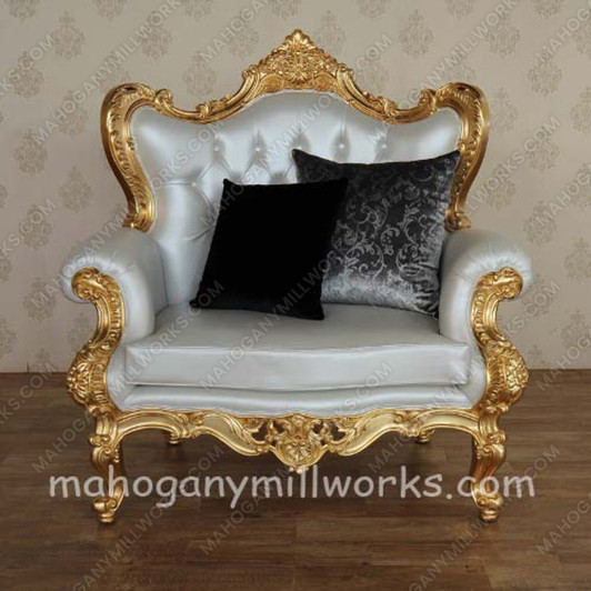Classique Ivory Tufted Faux Leather Sofa Chair