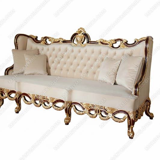Royal Gold Leaf w/ Tufted Velvet Sofa Couch