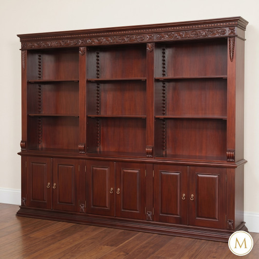 8ft Mahogany Open Bookcase