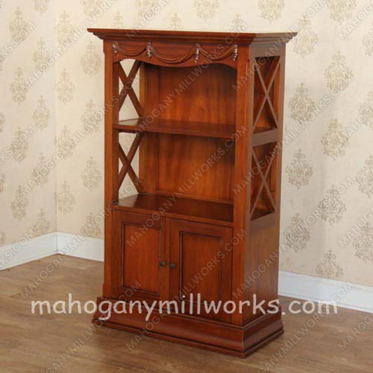 Mahogany 2 Door Small Bookcase with Plinth Base