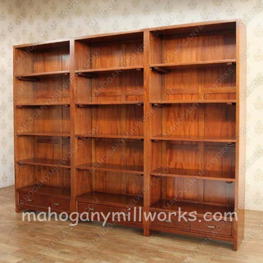 10ft Light Mahogany Open Sectional Bookcase