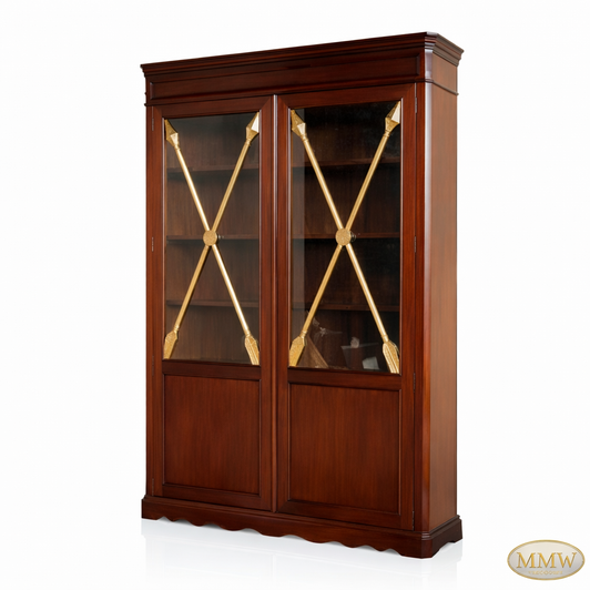 Mahogany 2 Door Gold Cross Bookcase