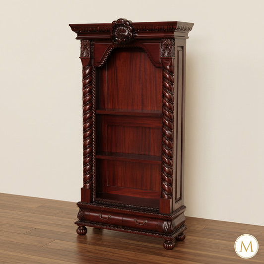 Mahogany Shell Carved Bookcase