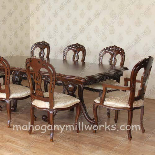 9pc Mahogany Traditional Rococo Dining Room Set