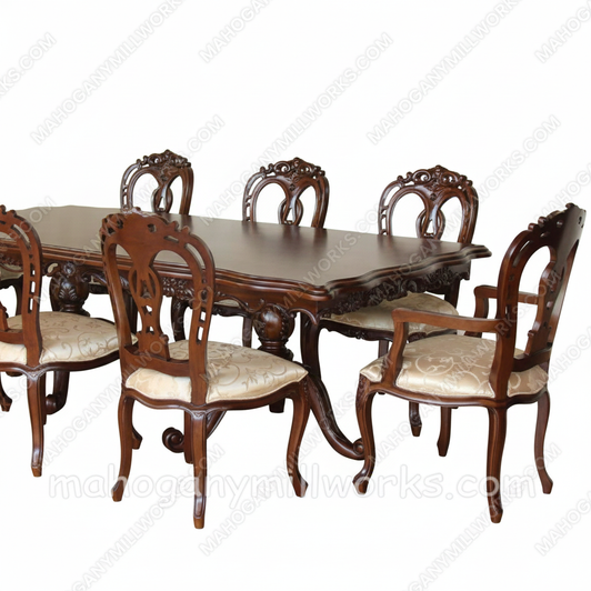 9pc Mahogany Traditional Rococo Dining Room Set