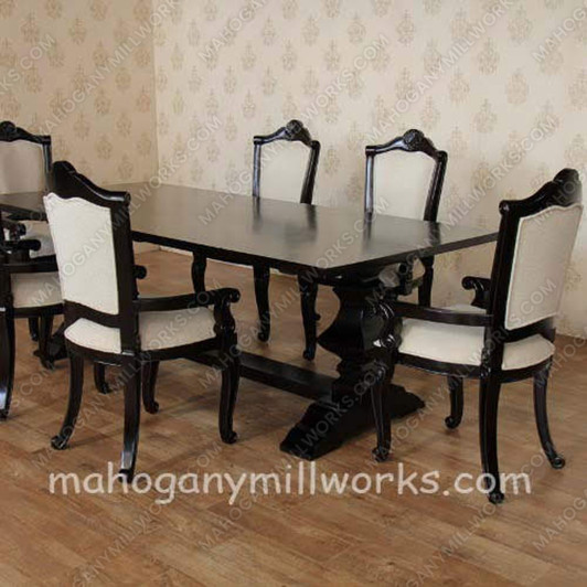 7pc Black Trestle Dining Room Set