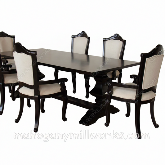 7pc Black Trestle Dining Room Set