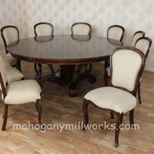 Large Mahogany Round Georgian Dining Room Set