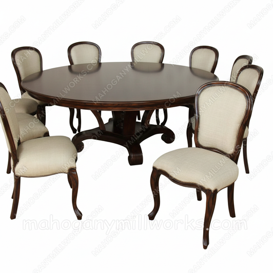 Large Mahogany Round Georgian Dining Room Set