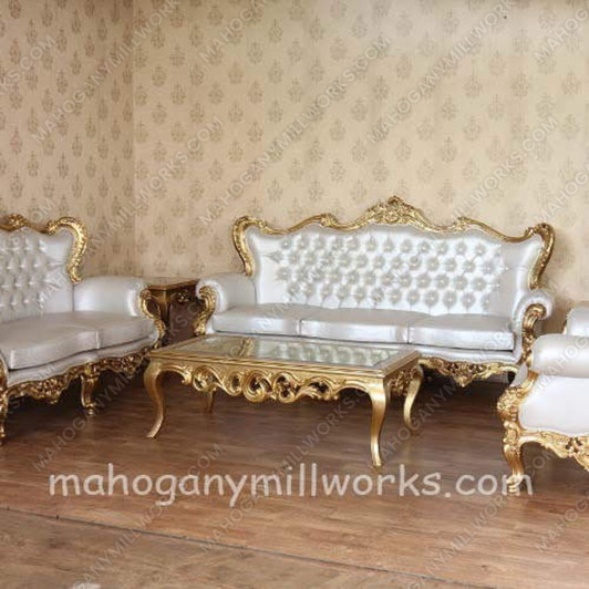 Classique Pearl White Tufted Living Room Set