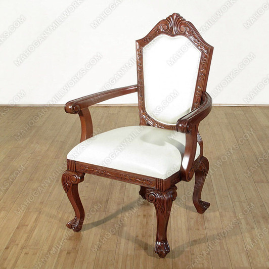 Mahogany Georgian Dining Arm Chair w/ Cream Leather