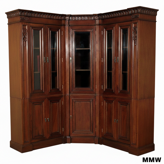 Mahogany Executive Sectional Corner Bookcase