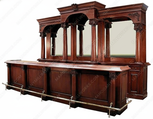 16ft Mahogany Handcrafted Saloon Tavern Pub Bar Set