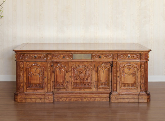 7ft Resolute Desk w/ Burl Wood Inlay Top