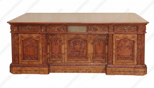 7ft Presidential Resolute Desk w/ Burl Inlay Wood Top