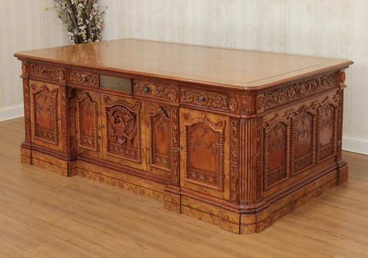 7ft Presidential Resolute Desk w/ Burl Inlay Wood Top ~