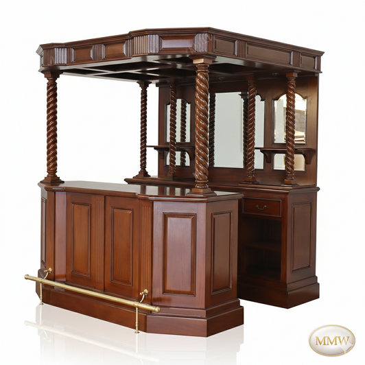 6.5ft Canopy Pub Bar w/ Barley Twist Columns