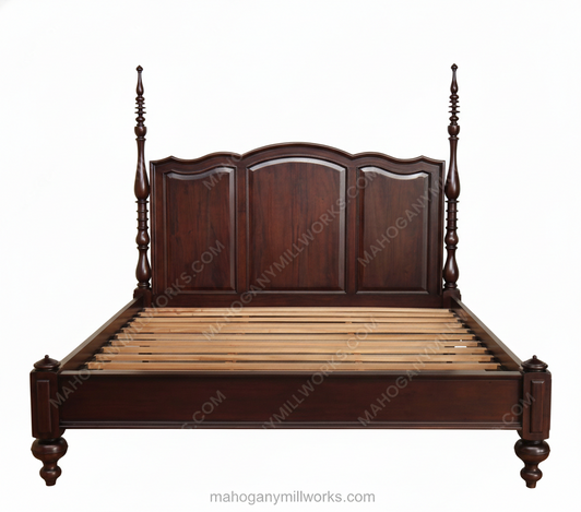 Custom Tobacco Doff Finish Low Profile Queen Panel Bed