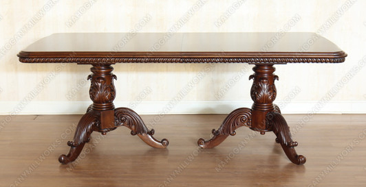 Custom 11ft Mahogany French Louis Pedestal Dining or Conference Table w/2 Leaf Extensions