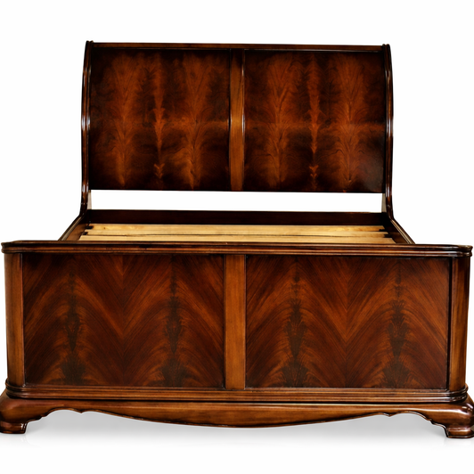 Crotch Mahogany French Sleigh Bed