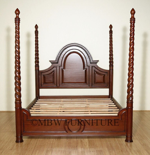 Mahogany Barley Twist Four Post Canopy Bed (E. King)