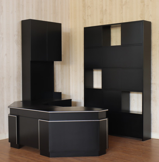 Custom Black Desk w/ Bookcase Set