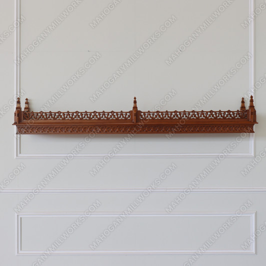 Custom Mahogany Gothic Hanging Wall Shelf (92L x 10H)