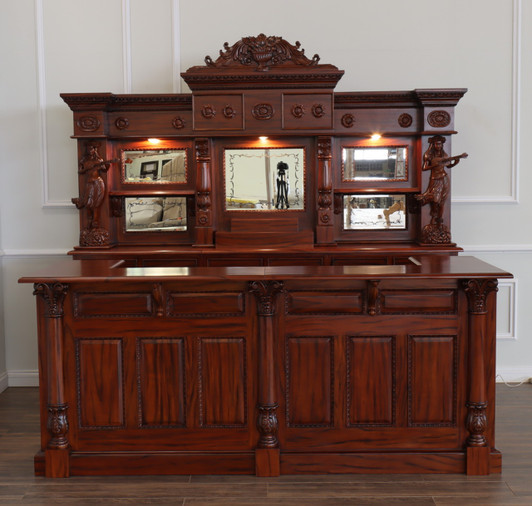 9ft Saloon Bar w/ Carved Hula Lady Statues