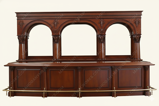 16ft Custom Mahogany Brunswick Style Pub Bar w/Brass Foot Rails