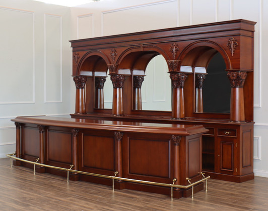 16ft Mahogany Brunswick Pub Bar w/Brass Foot Rails